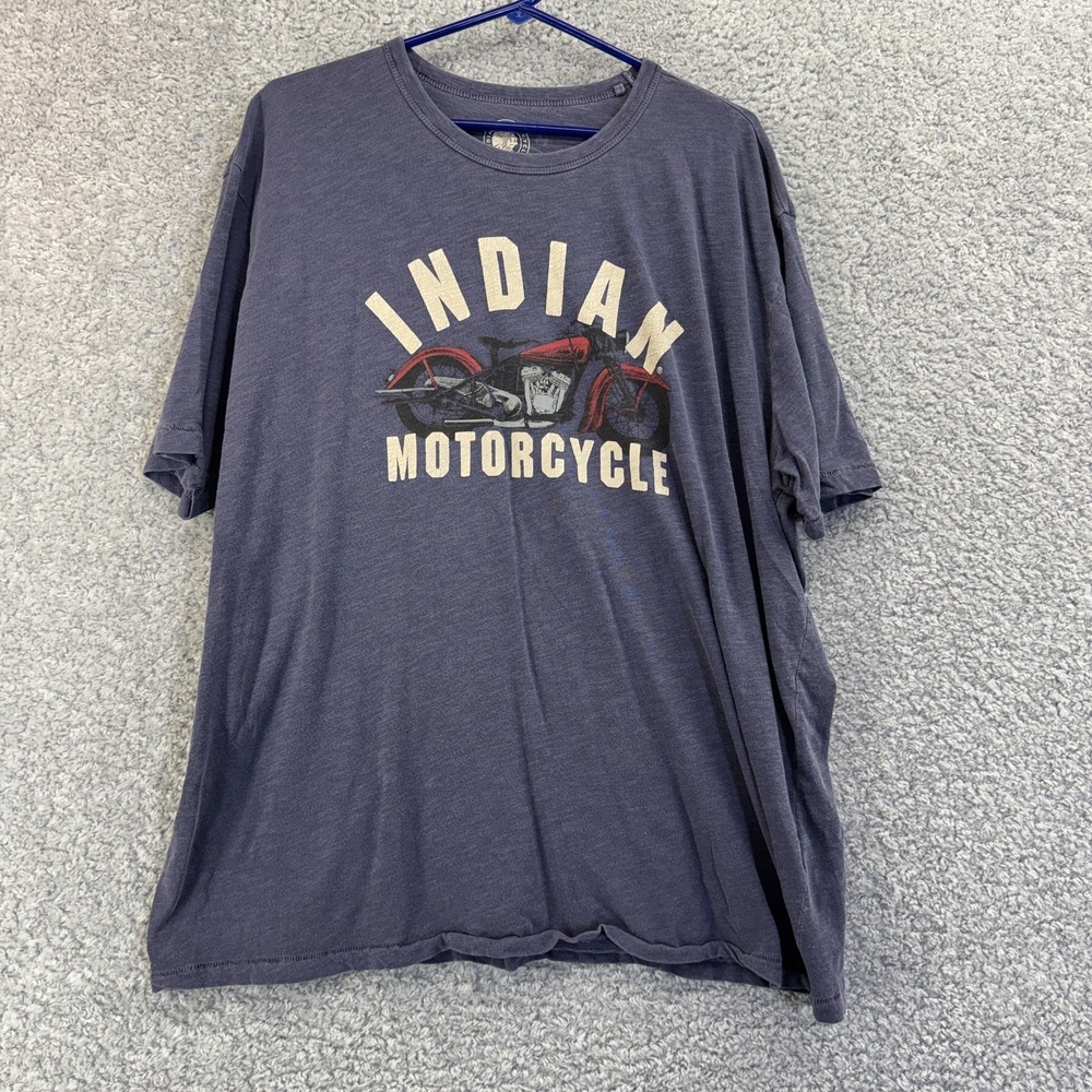 Indian Motorcycle Shirt Mens 2XL Blue Lucky Brand Graphic Tee 1901 Biker Soft